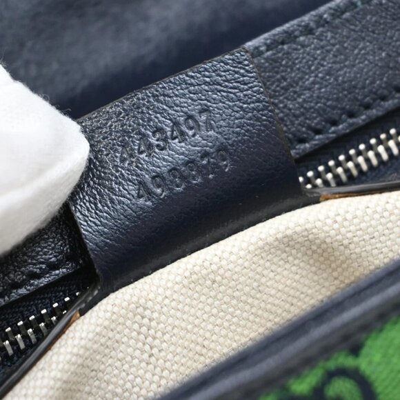 GUCCI GG Pattern Marmont Chain Shoulder Bag Canvas Leather Green SHW - Picture 16 of 16